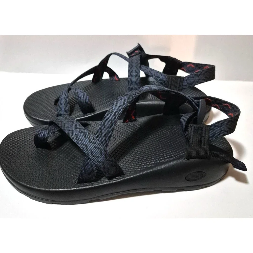 Chaco Men's Black & Navy Comfort Sandals Adjustable Straps Rubber Soles Sz M12